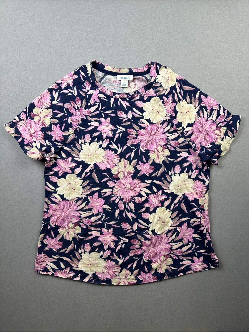Sundance Floral Short-Sleeve Shirt, 100% Cotton - Womens Medium